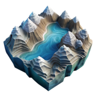 serene modern High Contrast Fractal Fjord Cutout Transparent Background png