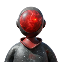 serene modern Interstellar Wanderer Silhouette with Red Nebula Cutout high quality png