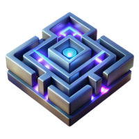 impressive abstract Intricate Glowing Maze with Transparent Background Night Scene png