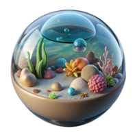 elegant rustic Intricate Micro Ocean Scene in Sphere Transparent high resolution png