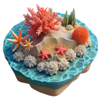 stunning creative Isolated Kaleidoscope Shoreline Bright Coral Reefs Cutout high resolution png