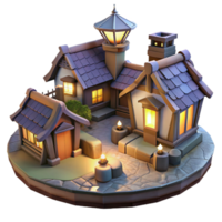 serene rustic Isolated Vespera Village Twilight Hues Cutout high quality png
