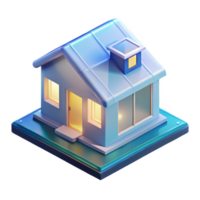 extraordinary minimalist Isometric House Depth Illusion Transparent Background high resolution png