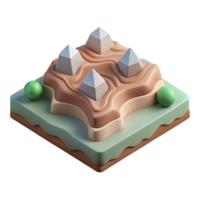 extraordinary vintage Isometric Topographic Landscape Isolated Element Soft Light authentic png