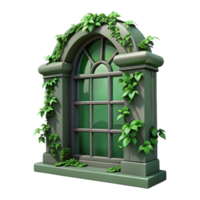 impressive minimalist Ivy Covered Window Frame Transparent Background Dark Green high resolution png