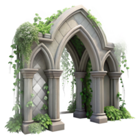 impressive rustic Ivy Covered Archway Cutout Gothic Architecture premium png