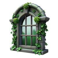 wonderful classic Ivy Covered Window Frame Transparent Background Dark Green high resolution png