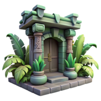 wonderful rustic Jungle Temple Doorway Isolated with Dark Shadows png