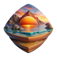 dramatic modern Kaleidoscope Coastline Cutout Vibrant Sunset Hues Transparent Background authentic png