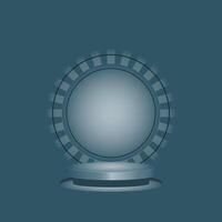 A blue background with a round object on top vector