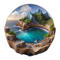 vibrant contemporary Kaleidoscope Coast Cutout Dramatic Cliffside View Transparent Background high resolution png