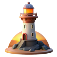 beautiful rustic Lighthouse at Sunset Cutout Coastal Scene Isolated high resolution png