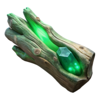 serene abstract Luminescent Driftwood Piece with Green Hues Transparent Background high quality png
