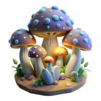 serene abstract Luminous Mushroom Cluster in Magical Forest Cutout high quality png