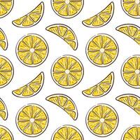 Colorful lemon slice seamless citrus pattern on white background. Great for packaging, wrapping paper, kitchen print and food theme project. vector