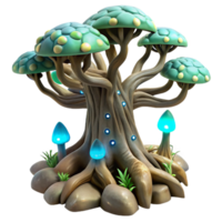 magnificent minimalist Lyrax Tree Roots with Glowing Fungi Transparent high quality png