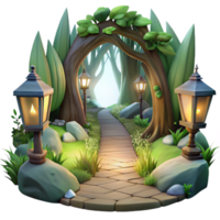 dramatic modern Magical Forest Clearing with Soft Lyrax Glow Cutout authentic png