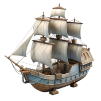 impressive rustic Majestic Sailing Ship Isolated on Transparent Background Cloudy Day original png