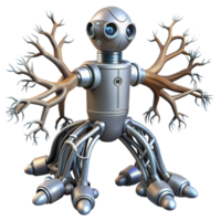 elegant artistic Mechanical Roots Entwined Robot Transparent high resolution png