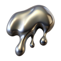 serene abstract Metallic Fluid Drip Isolated with Shadow authentic png