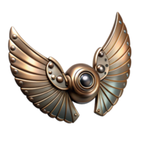 dramatic contemporary Metallic Clockwork Wings Top Angle with Transparent Background authentic png