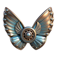elegant abstract Metallic Clockwork Wings Transparent Background Isolated high quality png