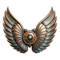 dramatic creative Metallic Clockwork Wings Top Angle with Transparent Background genuine png