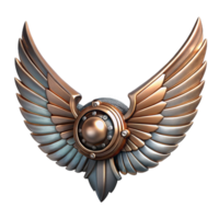 vibrant vintage Metallic Clockwork Wings Top Angle with Transparent Background high resolution png
