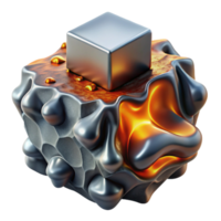 impressive creative Metallic Lava Embracing Ice Block Cutout Element premium png