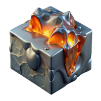 vibrant abstract Metallic Lava Consuming Ice Block Cutout Element original png
