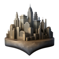 serene vintage Metropolis Silhouette Cutout with Transparent Background and Dark Shadows png