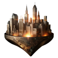 stunning rustic Metropolis Silhouette Isolated Dark Skyline on Transparent Background high quality png