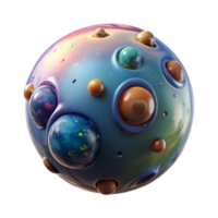 beautiful vintage Micro Universe Bubble with Planets Transparent Background high resolution png