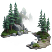 serene abstract Misty Forest Lake Scenery with Transparent Background exclusive png