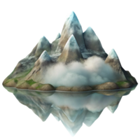 serene minimalist Misty Mountain Lake Reflection Isolated Element high resolution png