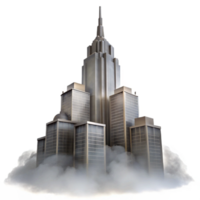 dramatic abstract Misty Skyscraper Silhouette with Transparent Background authentic png