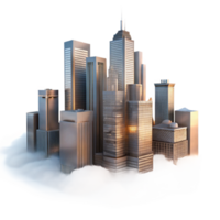 magnificent traditional Misty Skyscrapers at Dawn Transparent Background authentic png