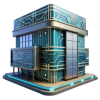 impressive creative Modern Building with Circuitry Pattern Isolated premium png
