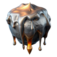 serene abstract Molten Metal Dripping Onto Ice Shard Transparent Background professional png