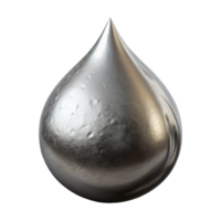 magnificent abstract Molten Silver Drop Side View Isolated on Black detailed png