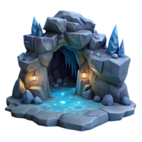 wonderful creative Moonlit Cavern in Ocean Cliffs Isolated Element premium png
