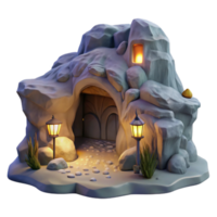 elegant rustic Moonlit Cavern Transparent Background Cliffside View premium png