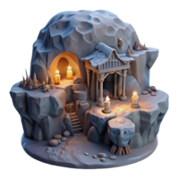beautiful traditional Moonlit Cavern Transparent Background Cliffside View genuine png