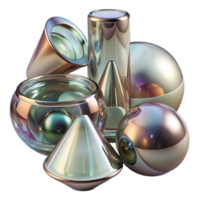 elegant contemporary Multiple Objects Distorted Glass Reflection Transparent Background exclusive png