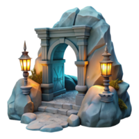 dramatic traditional Mysterious Moonlit Grotto in Ocean Cliff professional png