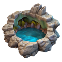 stunning rustic Mystical Cave Pond Transparent Background Cutout with Reflections detailed png