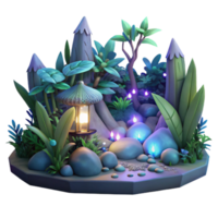 serene creative Mystical Forest Scene with Lyrax Luminance Isolated Element original png
