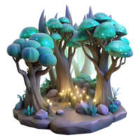 dramatic modern Mythical Forest Scene Transparent Background Isolated Element authentic png