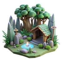 elegant minimalist Mythical Forest Scene Transparent Background Isolated Element high quality png
