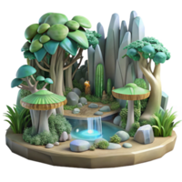 dramatic modern Mythical Forest Scene Transparent Background Isolated Element high quality png